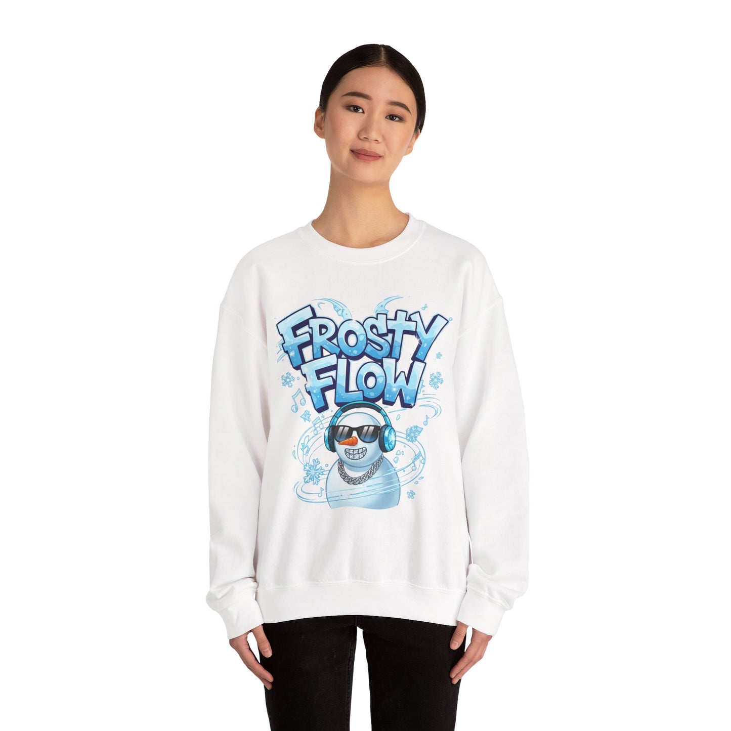 Frosty Flow Sweatshirt - Cool Snowman Graphic Crewneck | Loom Noir