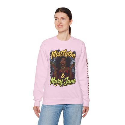 Mistletoe & Mary Jane Crewneck | Cannabis Holiday Sweatshirt