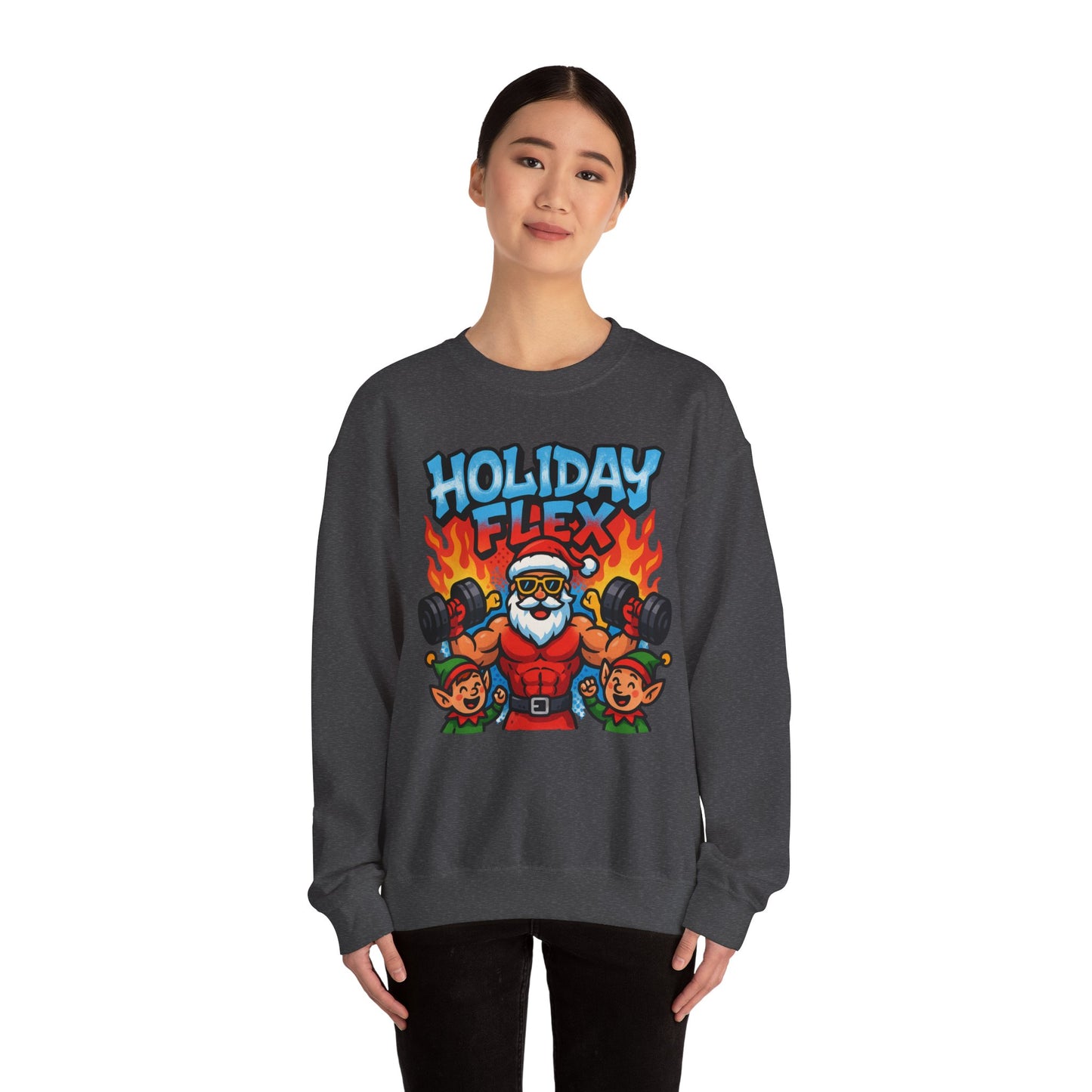 Holiday Flex Fit Santa Sweatshirt - Funny Christmas Crewneck | Loom Noir