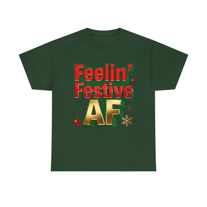 Festive AF Unisex T-Shirt - Funny Christmas Tee | Loom Noir