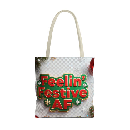 Feelin' Festive AF Tote Bag - Holiday Shopping Bag | Loom Noir
