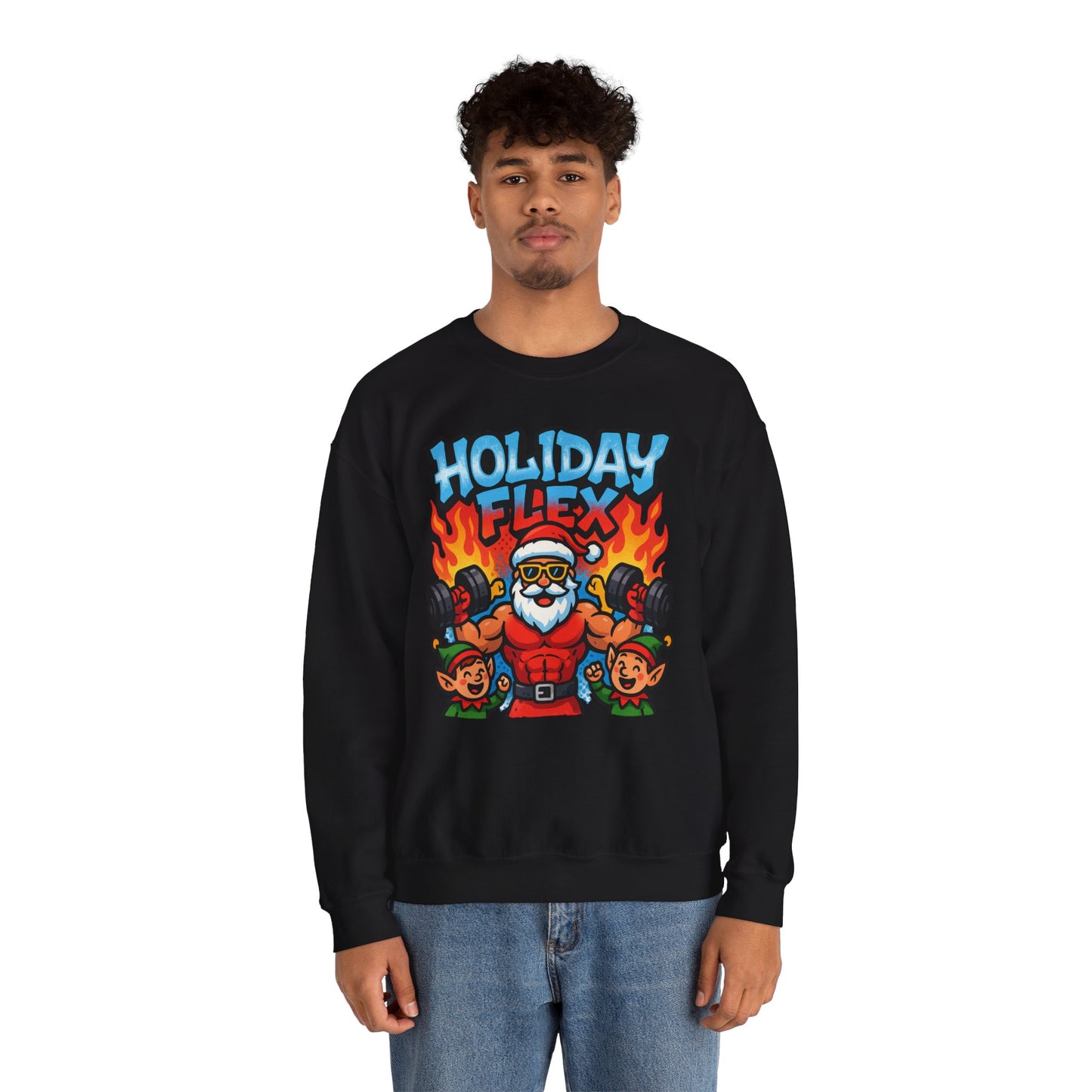 Holiday Flex Sweatshirt - Funny Christmas Fitness Crewneck | Loom Noir