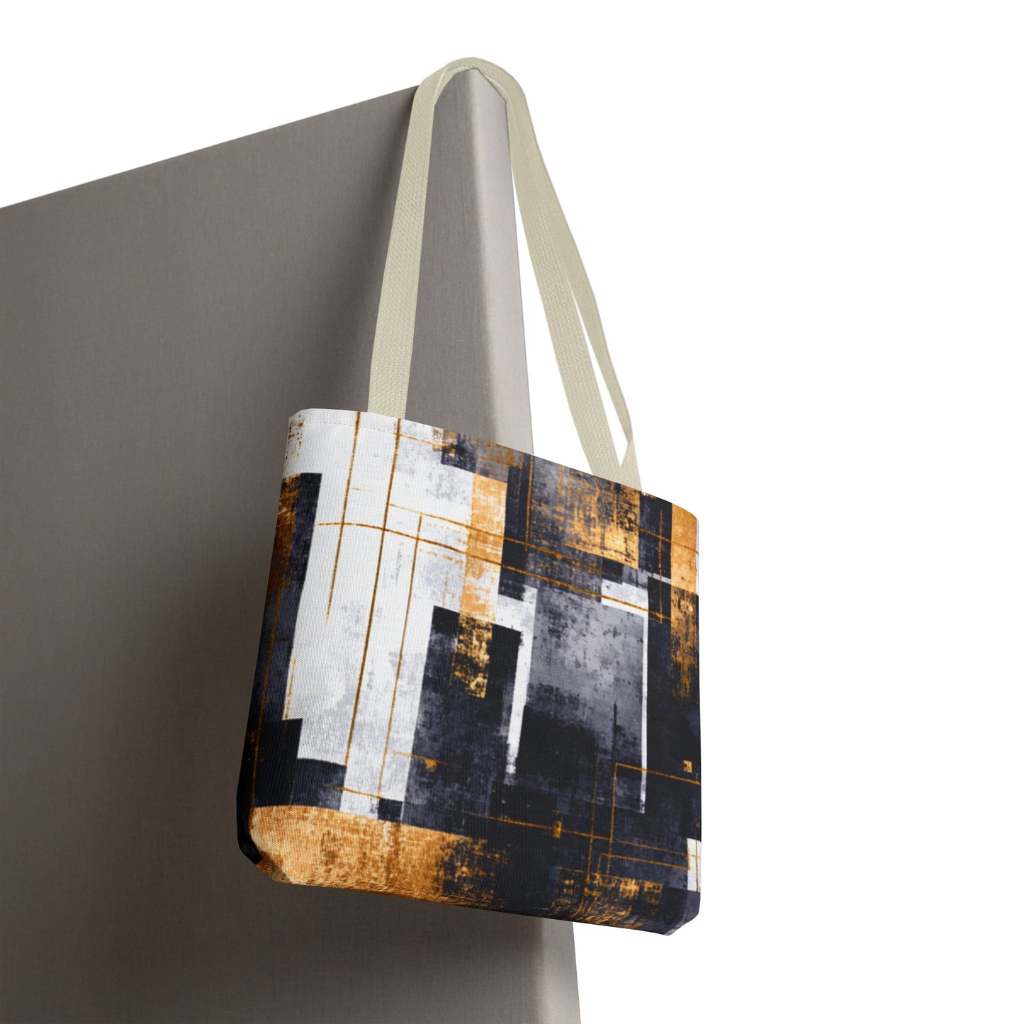 Modern Gold & Navy Tote Bag - Stylish Shopping Bag | Loom Noir