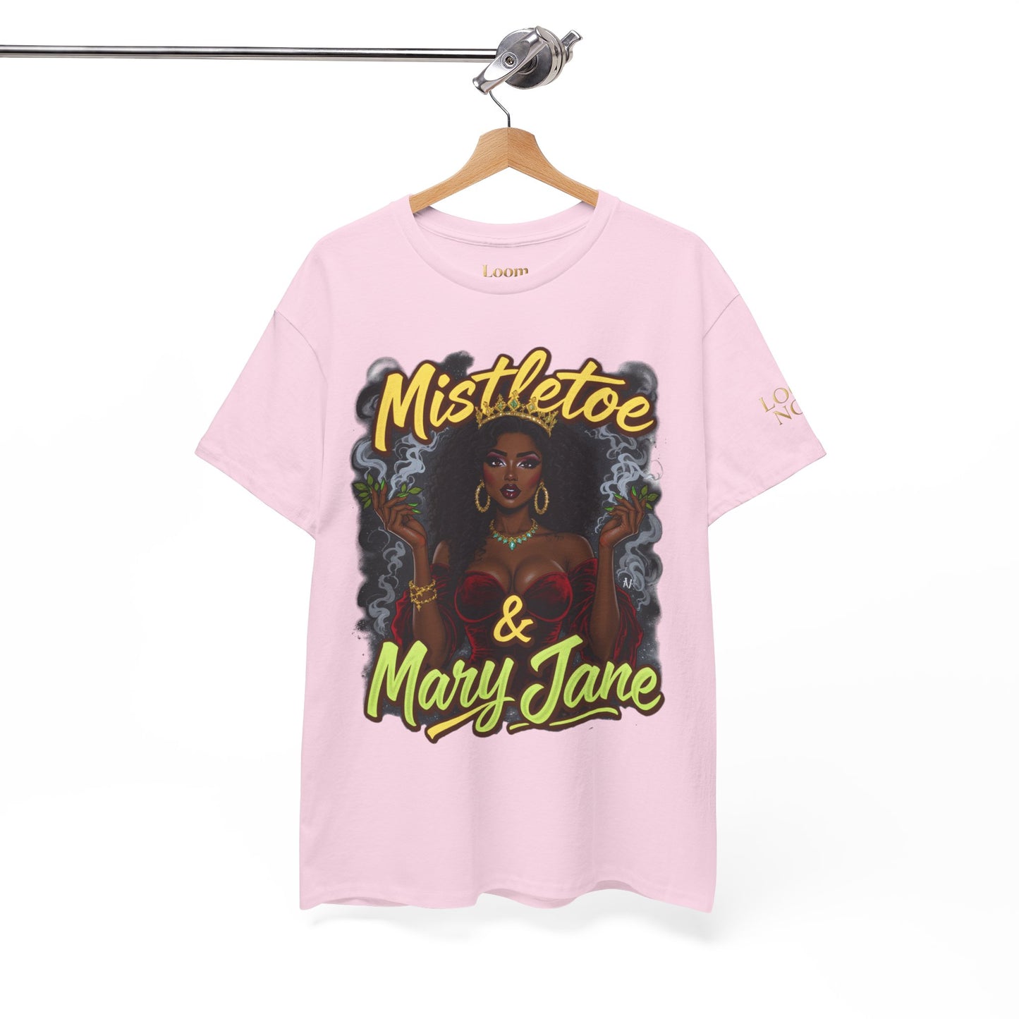 Mistletoe & Mary Jane Holiday Cannabis T-Shirt | Festive Weed Tee