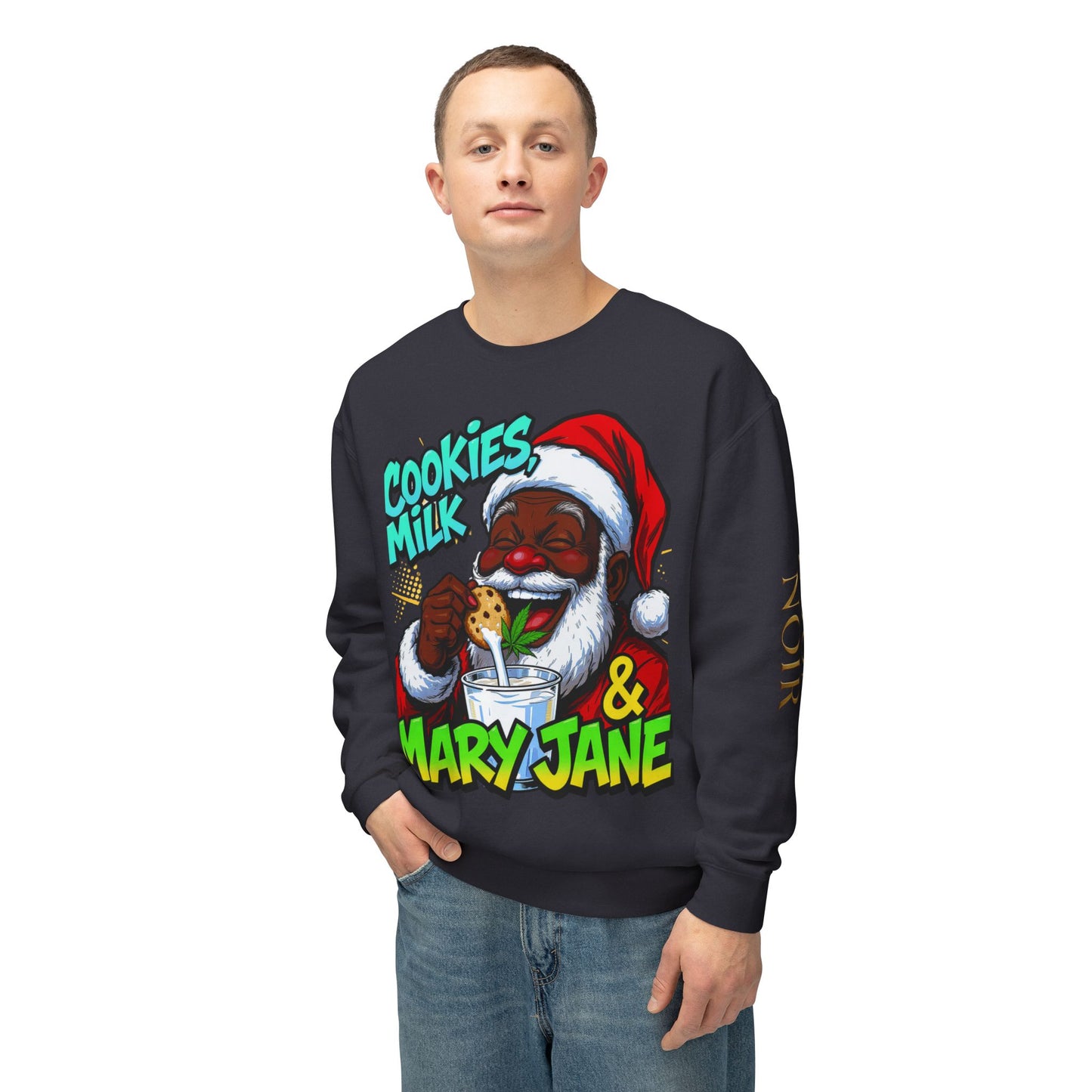 Cookies Milk & Mary Jane Sweatshirt - Funny Holiday Crewneck | Loom Noir