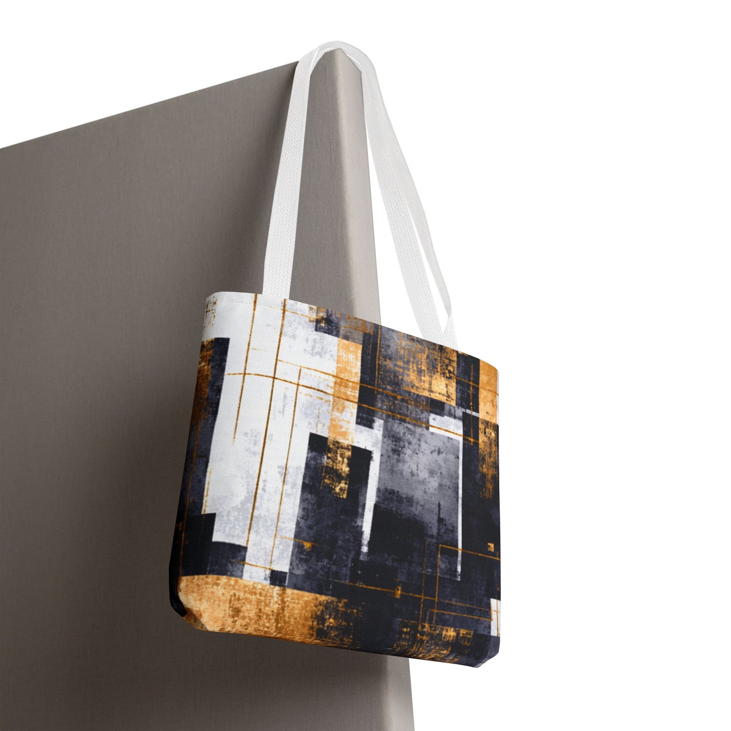 Modern Gold & Navy Tote Bag - Stylish Shopping Bag | Loom Noir