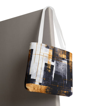 Modern Gold & Navy Tote Bag - Stylish Shopping Bag | Loom Noir