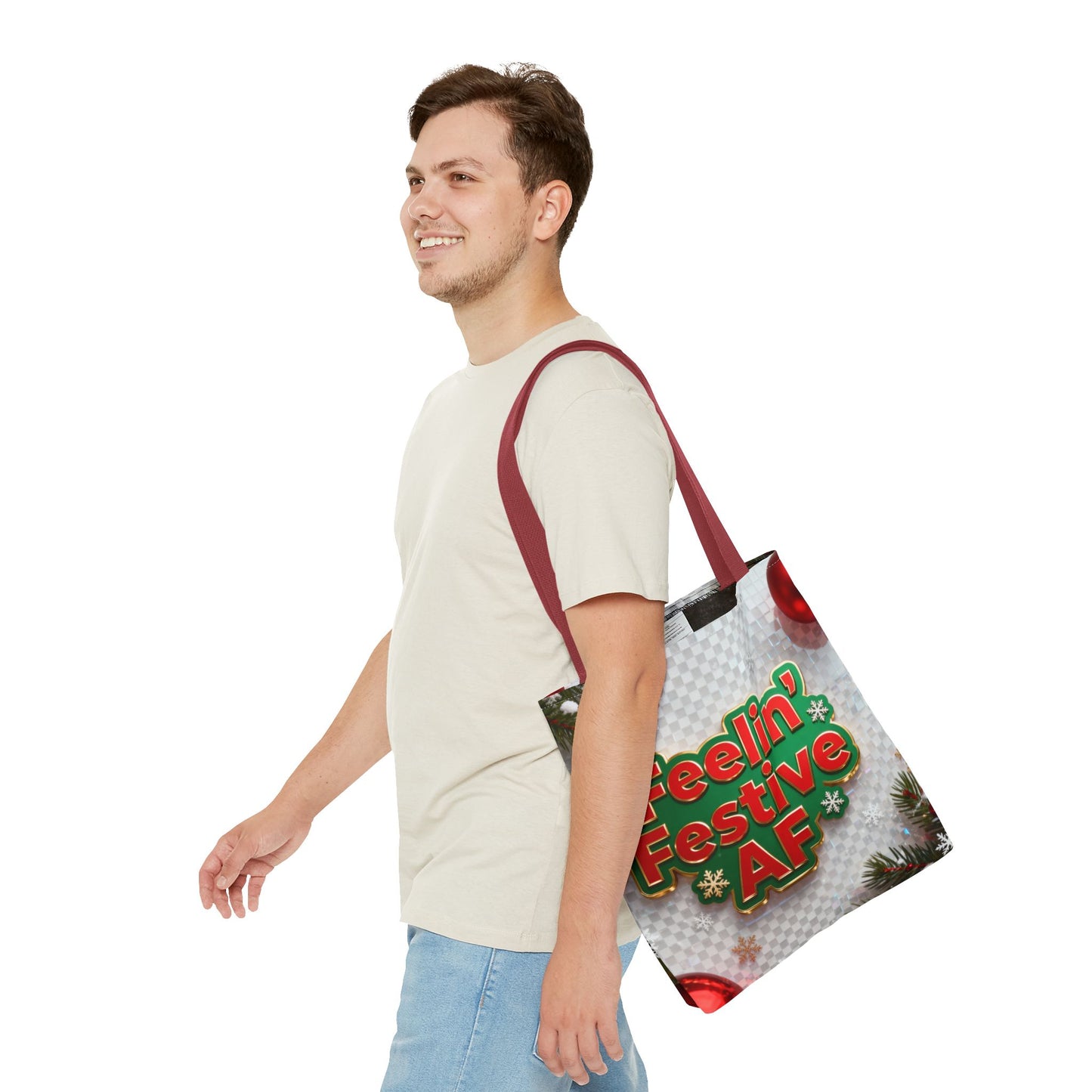 Feelin' Festive AF Tote Bag - Holiday Shopping Bag | Loom Noir