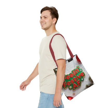 Feelin' Festive AF Tote Bag - Holiday Shopping Bag | Loom Noir