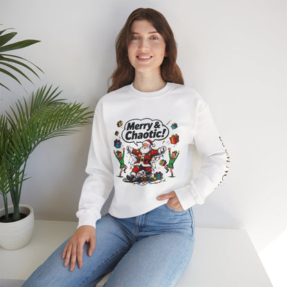 Merry & Chaotic Santa Christmas Crewneck Sweatshirt