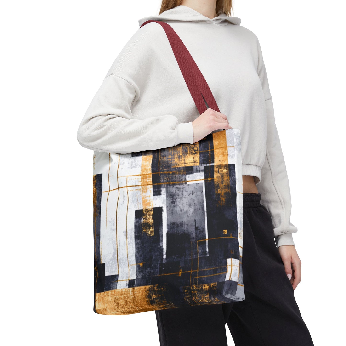 Modern Gold & Navy Tote Bag - Stylish Shopping Bag | Loom Noir