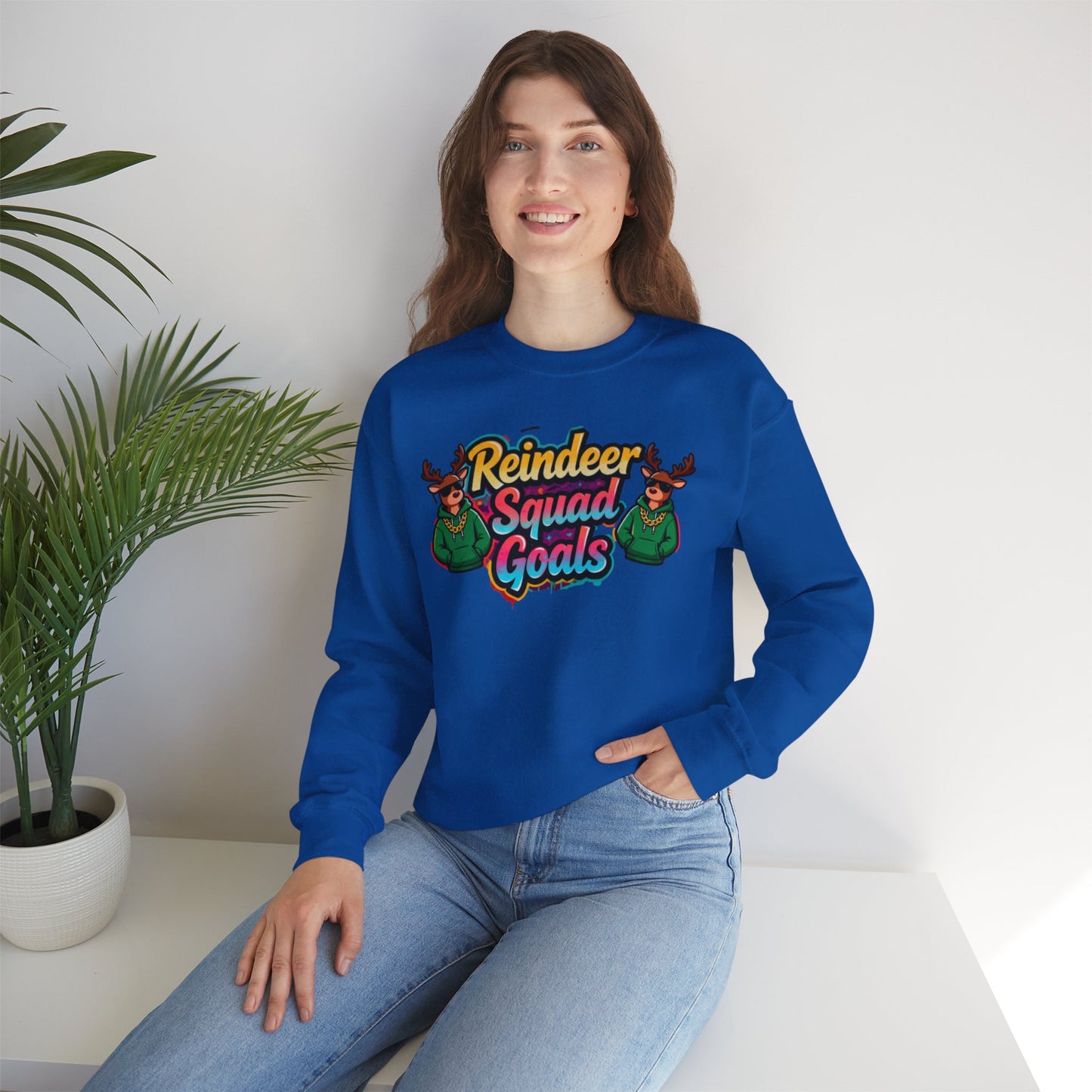 Reindeer Squad Goals Sweatshirt - Funny Christmas Crewneck | Loom Noir
