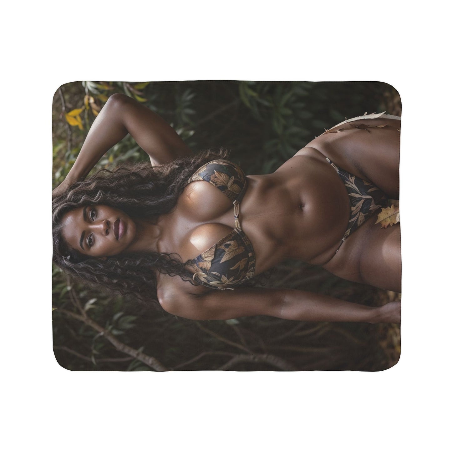 Tropical Bikini Photo Print Sherpa Blanket | Cozy Fleece Throw
