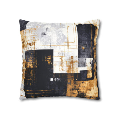 Abstract Gold & Charcoal Faux Suede Pillowcase — Luxury Accent Pillow | Loom Noir