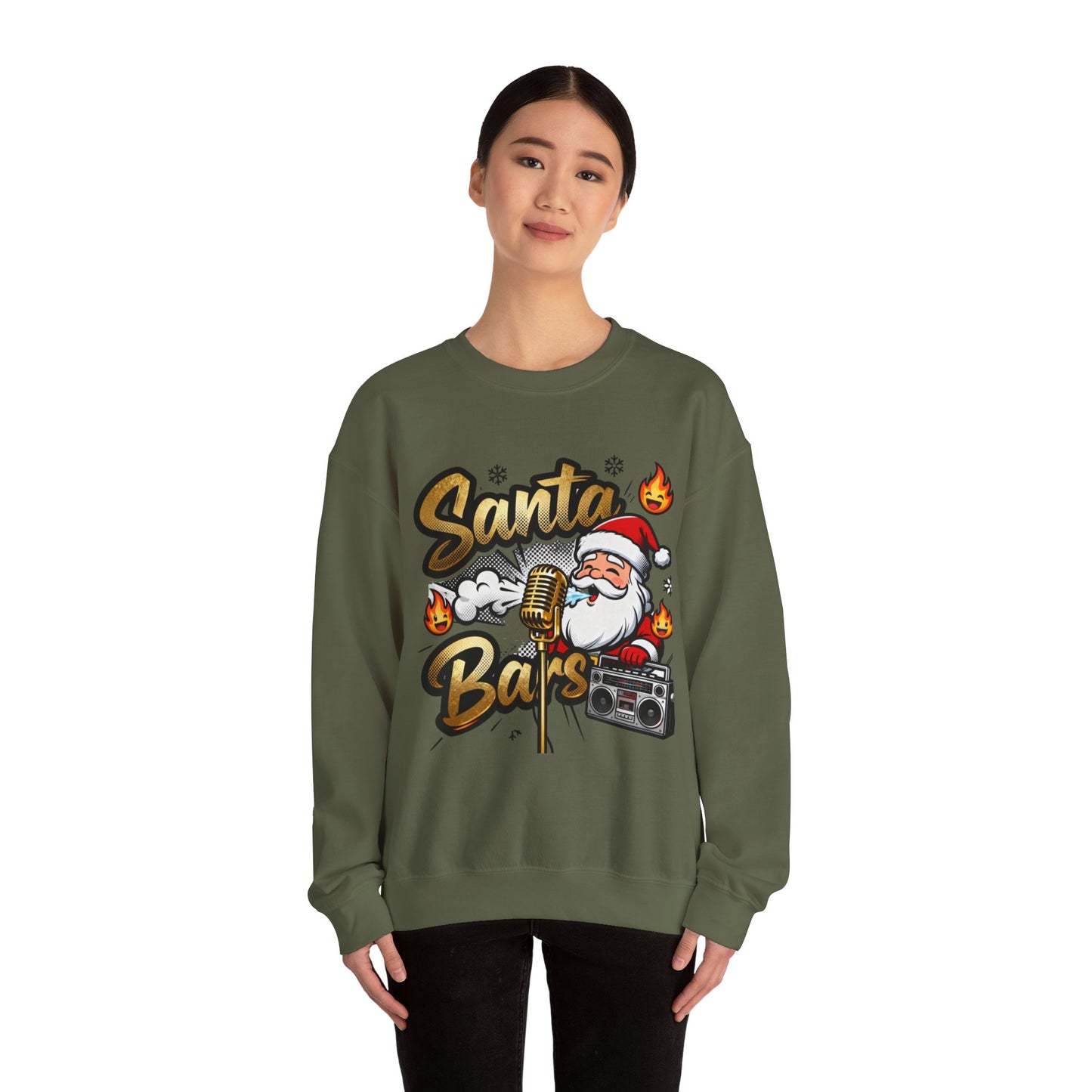 Santa Bars Sweatshirt - Funny Christmas Rap Crewneck | Loom Noir