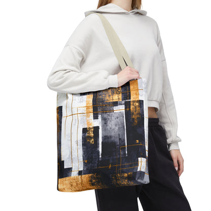 Modern Gold & Navy Tote Bag - Stylish Shopping Bag | Loom Noir