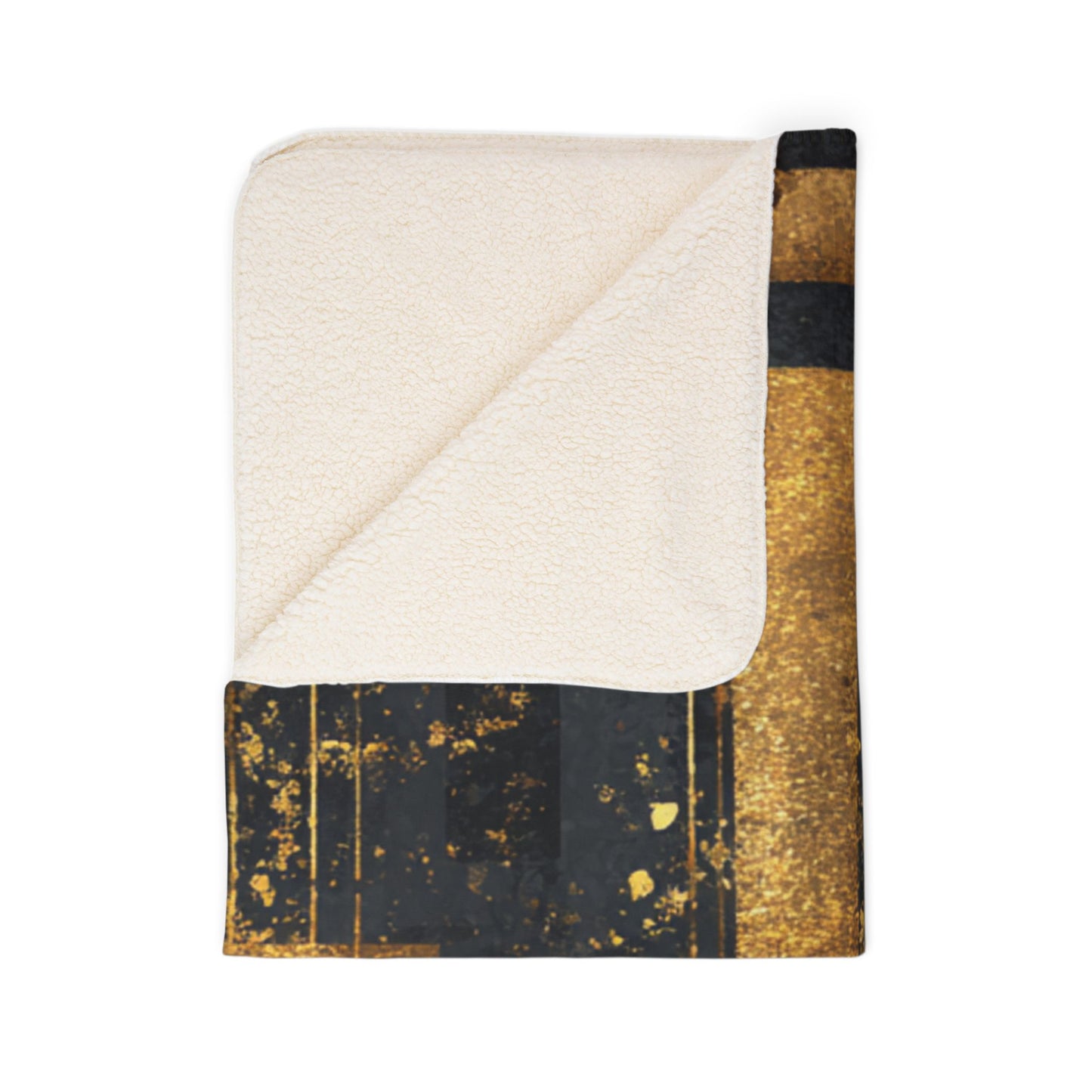 Gold Geometric Sherpa Blanket — Modern Luxe Fleece Throw