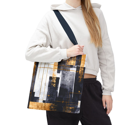 Modern Gold & Navy Tote Bag - Stylish Shopping Bag | Loom Noir
