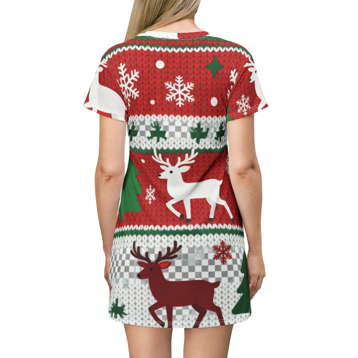 Christmas Reindeer T-Shirt Dress - Festive Holiday Dress | Loom Noir