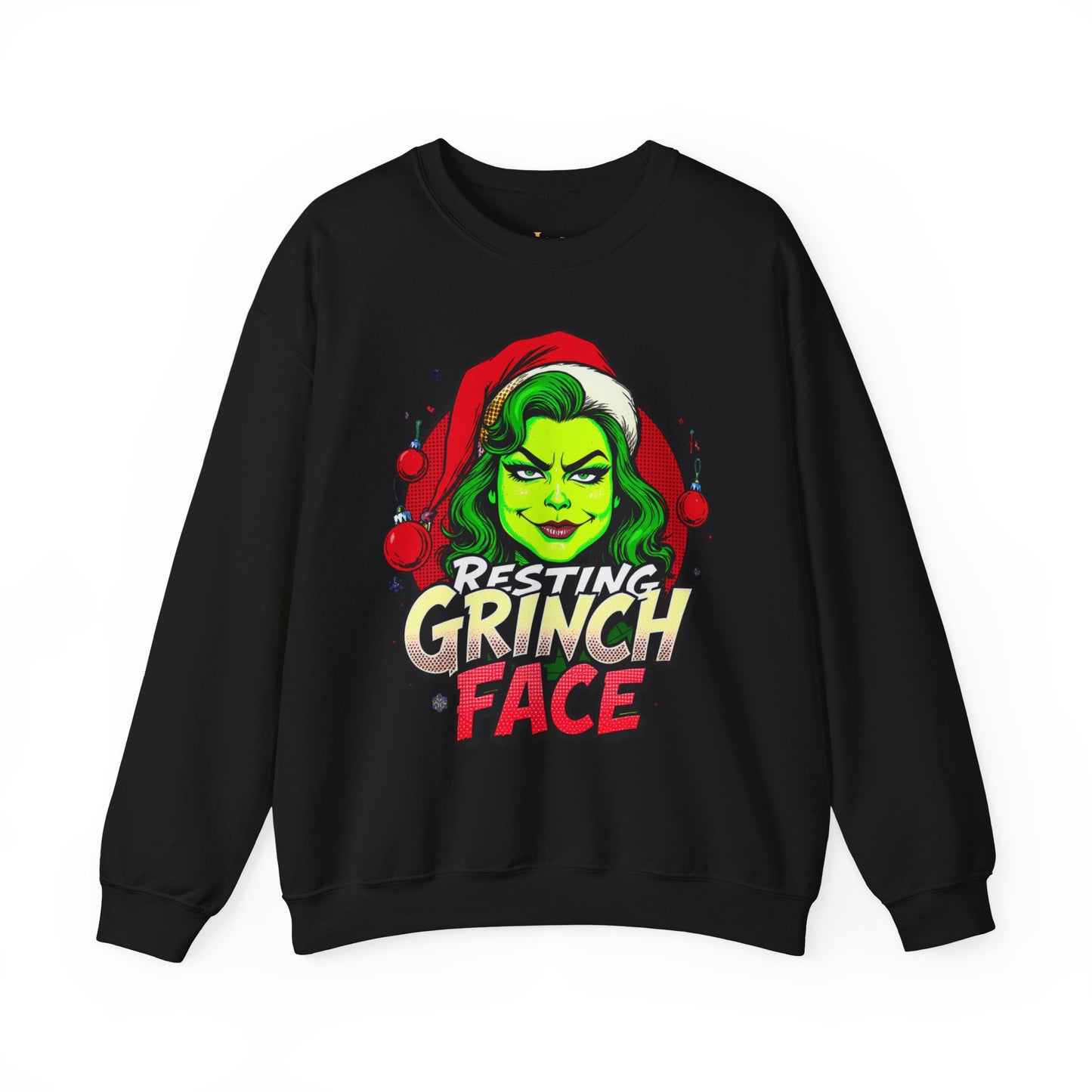 Funny Christmas Grinch Face Sweatshirt - Women's Crewneck | Loom Noir