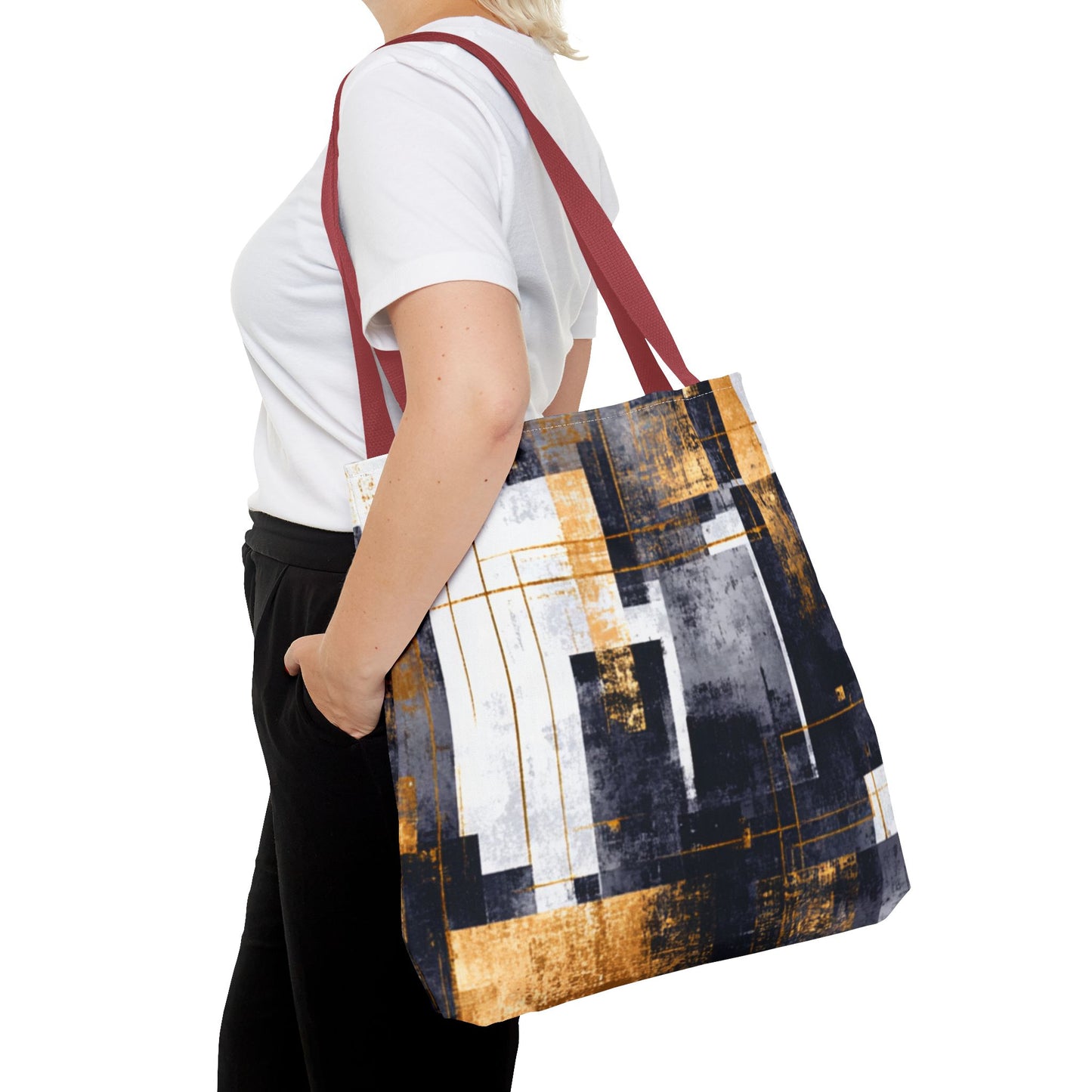 Modern Gold & Navy Tote Bag - Stylish Shopping Bag | Loom Noir