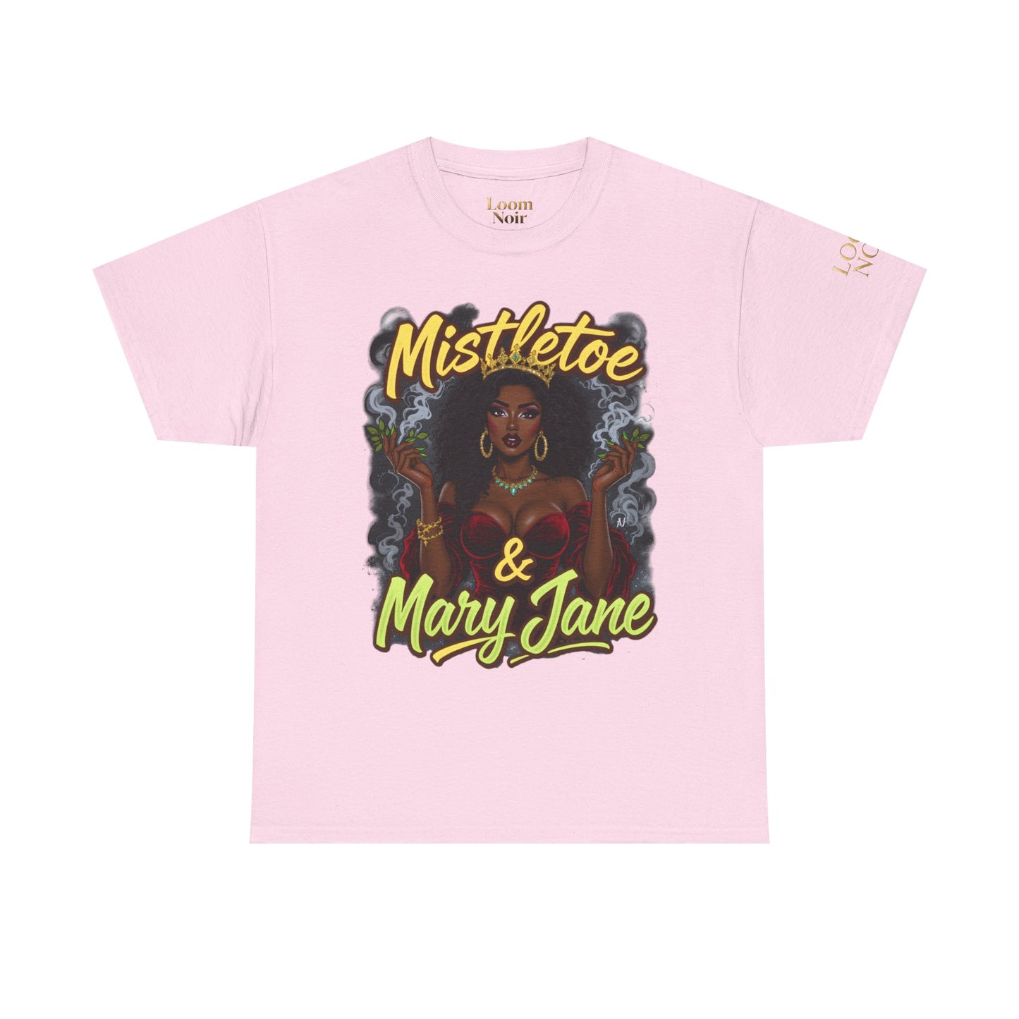 Mistletoe & Mary Jane Holiday Cannabis T-Shirt | Festive Weed Tee