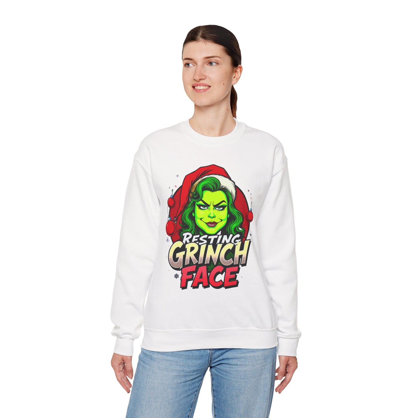 Funny Christmas Grinch Face Sweatshirt - Women's Crewneck | Loom Noir