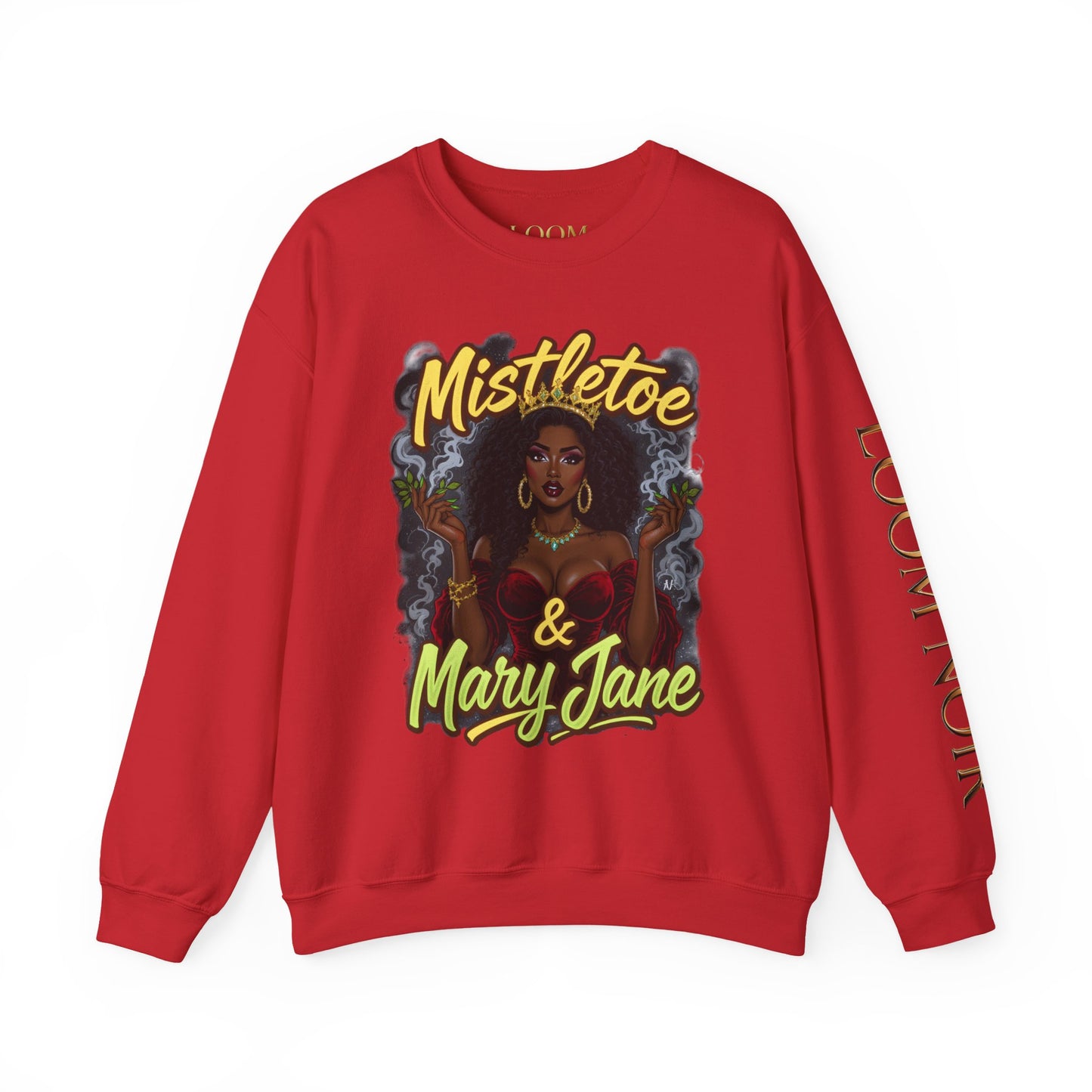 Mistletoe & Mary Jane Crewneck | Cannabis Holiday Sweatshirt