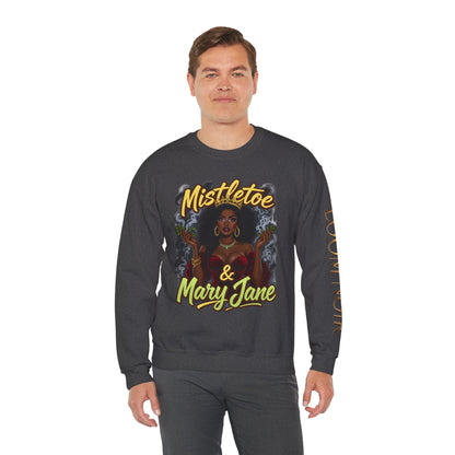 Mistletoe & Mary Jane Crewneck | Cannabis Holiday Sweatshirt