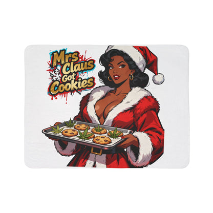Mrs. Claus Got Cookies Sherpa Blanket | Retro Pinup Holiday Throw