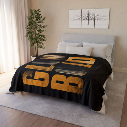 Glow Bold Sherpa Blanket | Vintage Gold Typography Throw