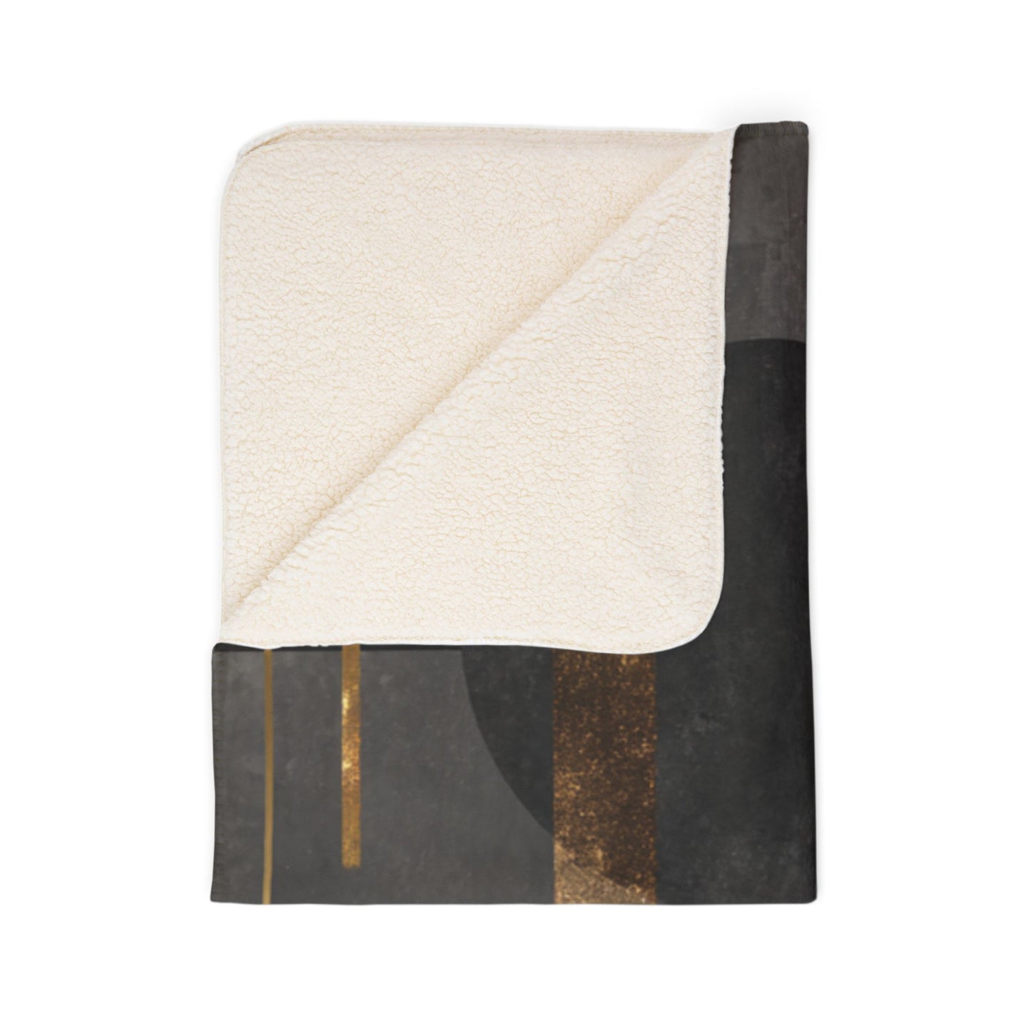 Art Deco Geometric Sherpa Blanket | Luxe Gold & Charcoal Throw