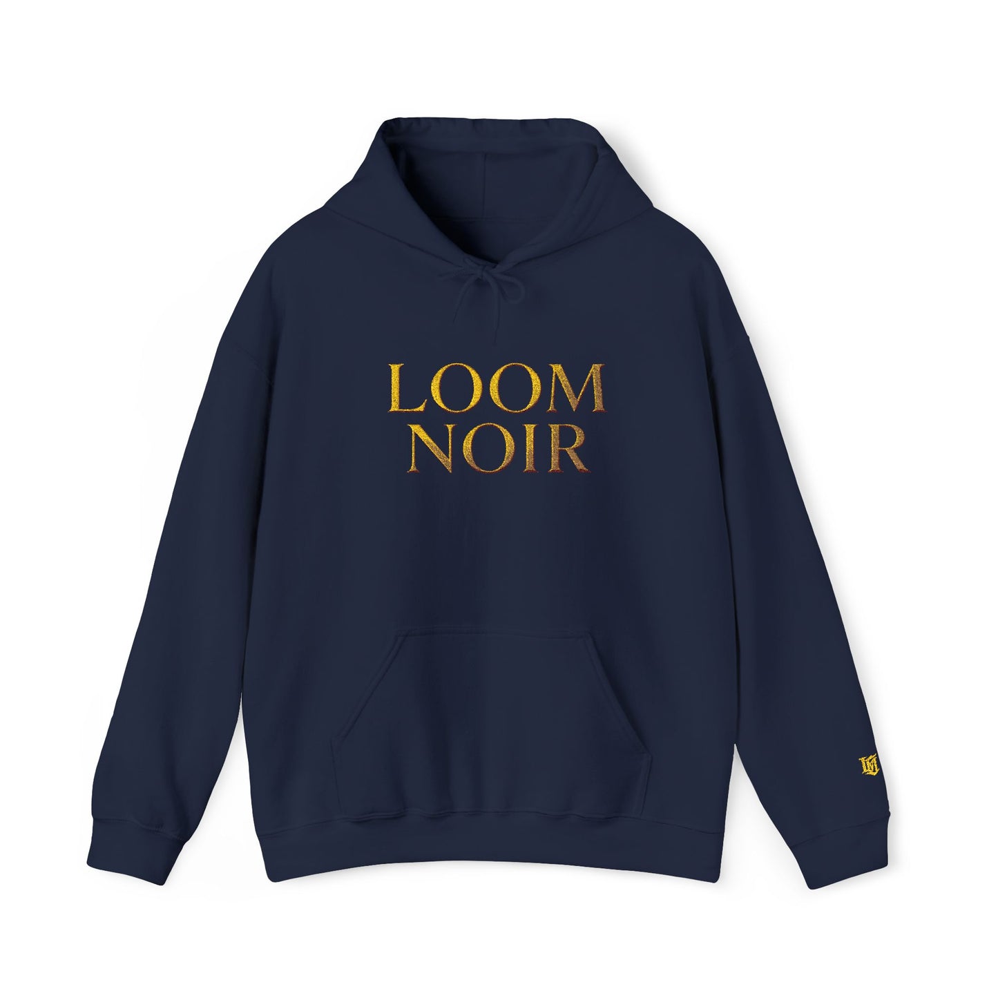 Gold Foil Text Hoodie - Loom Noir Premium Pullover | Streetwear