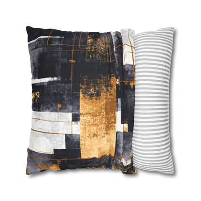 Abstract Gold & Charcoal Faux Suede Pillowcase — Luxury Accent Pillow | Loom Noir