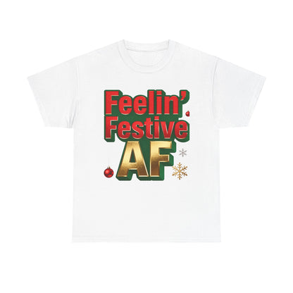 Festive AF Unisex T-Shirt - Funny Christmas Tee | Loom Noir