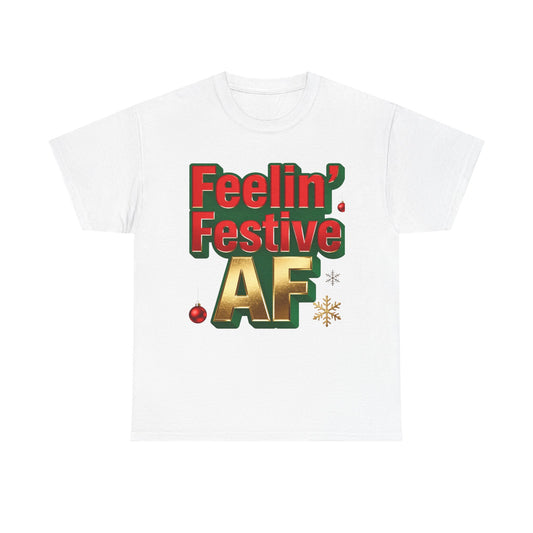 Festive AF Unisex T-Shirt - Funny Christmas Tee | Loom Noir