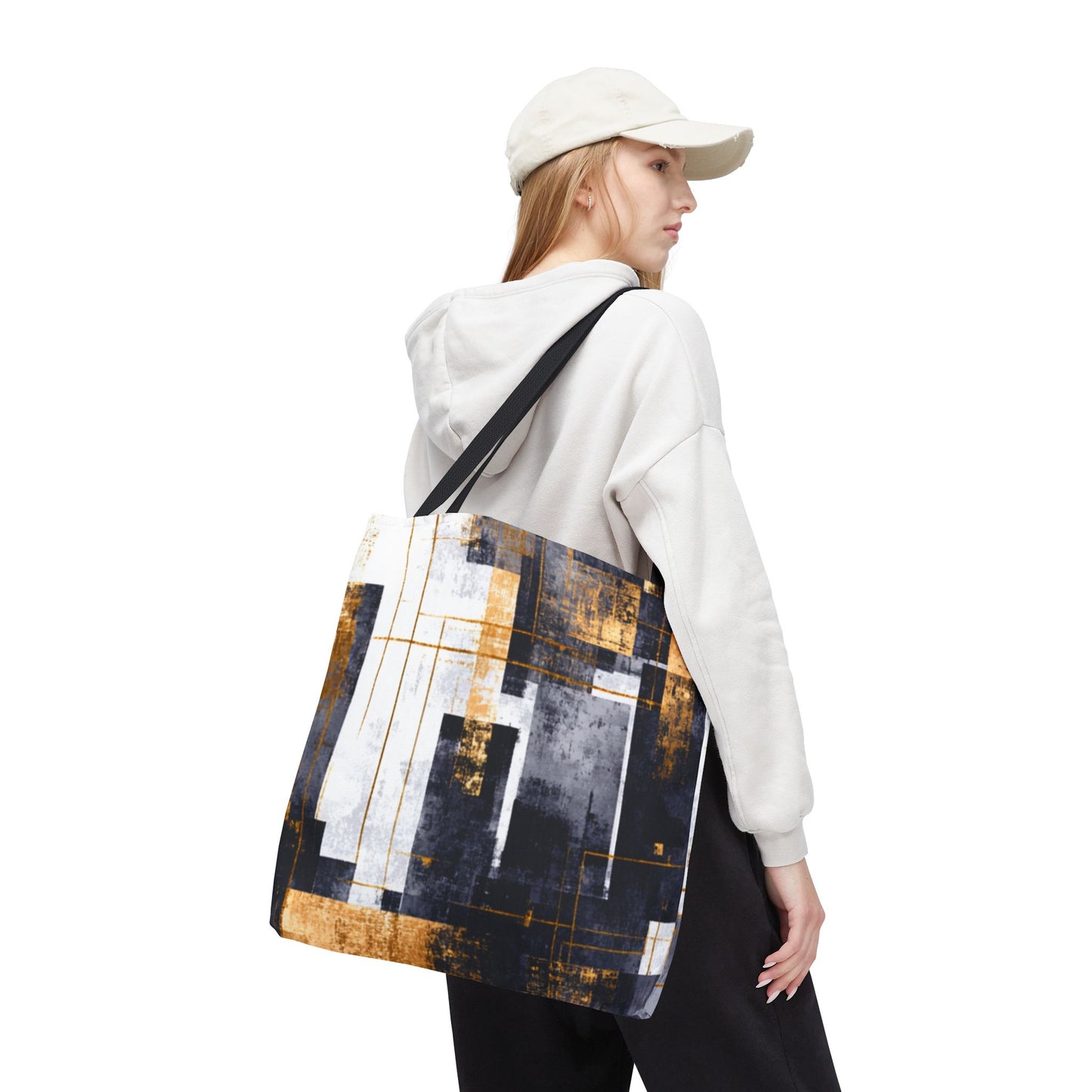 Modern Gold & Navy Tote Bag - Stylish Shopping Bag | Loom Noir