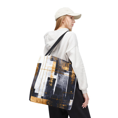 Modern Gold & Navy Tote Bag - Stylish Shopping Bag | Loom Noir