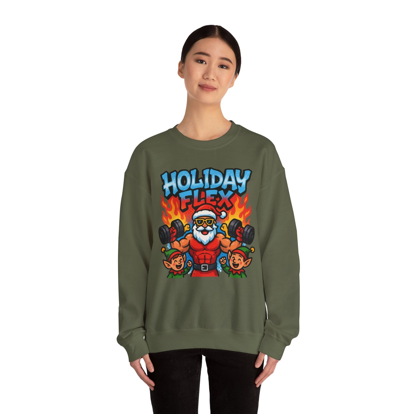 Holiday Flex Fit Santa Sweatshirt - Funny Christmas Crewneck | Loom Noir