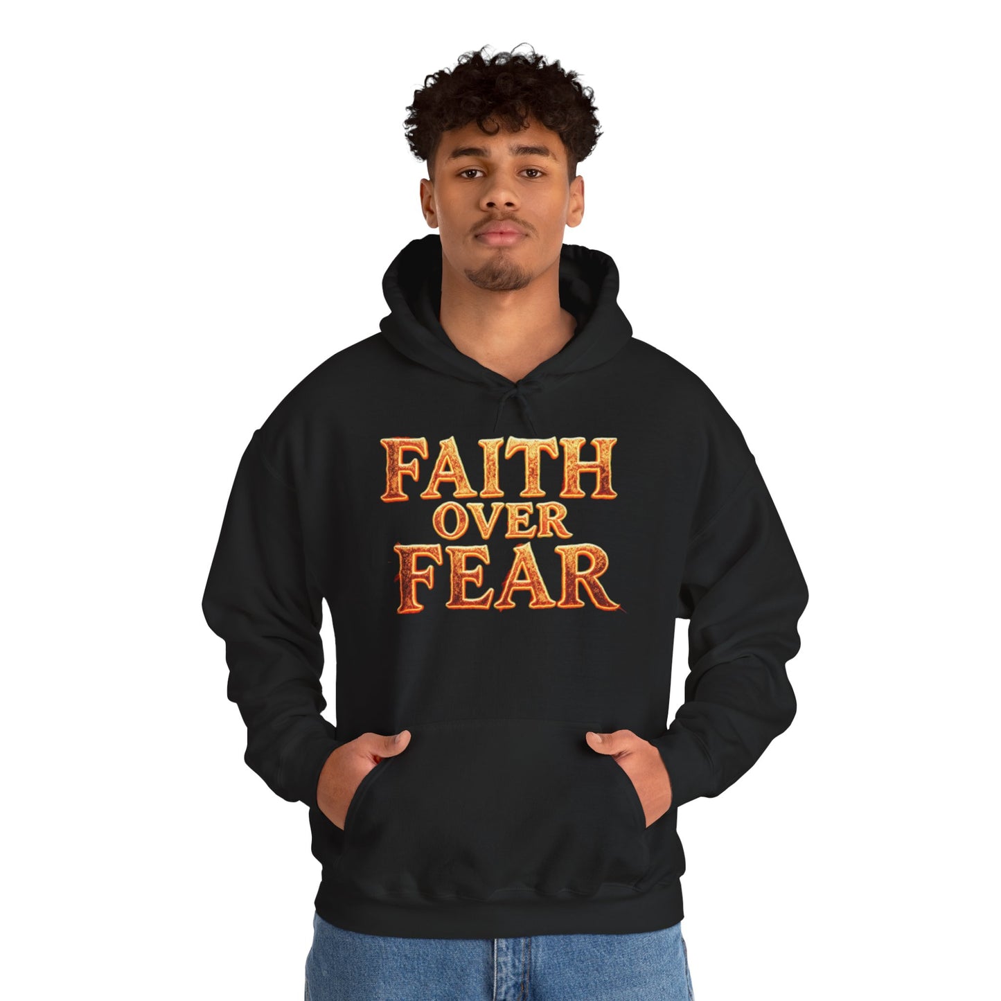 Faith Over Fear Hoodie Pullover - Christian Streetwear | Loom Noir