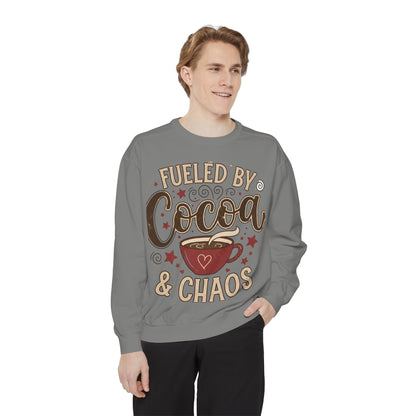 Fueled by Cocoa & Chaos Sweatshirt - Cozy Hot Cocoa Pullover | Loom Noir