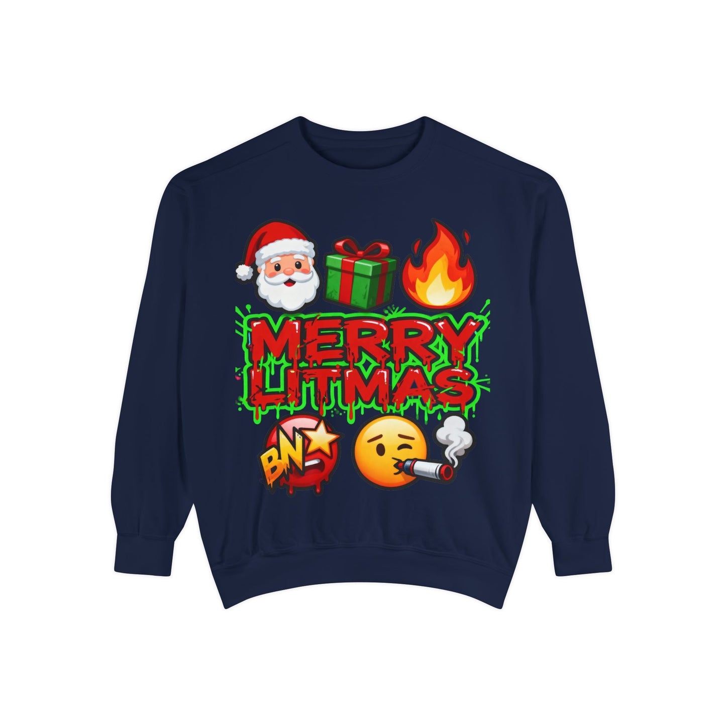 Funny Christmas Emoji Sweatshirt - Festive Holiday Crewneck | Loom Noir