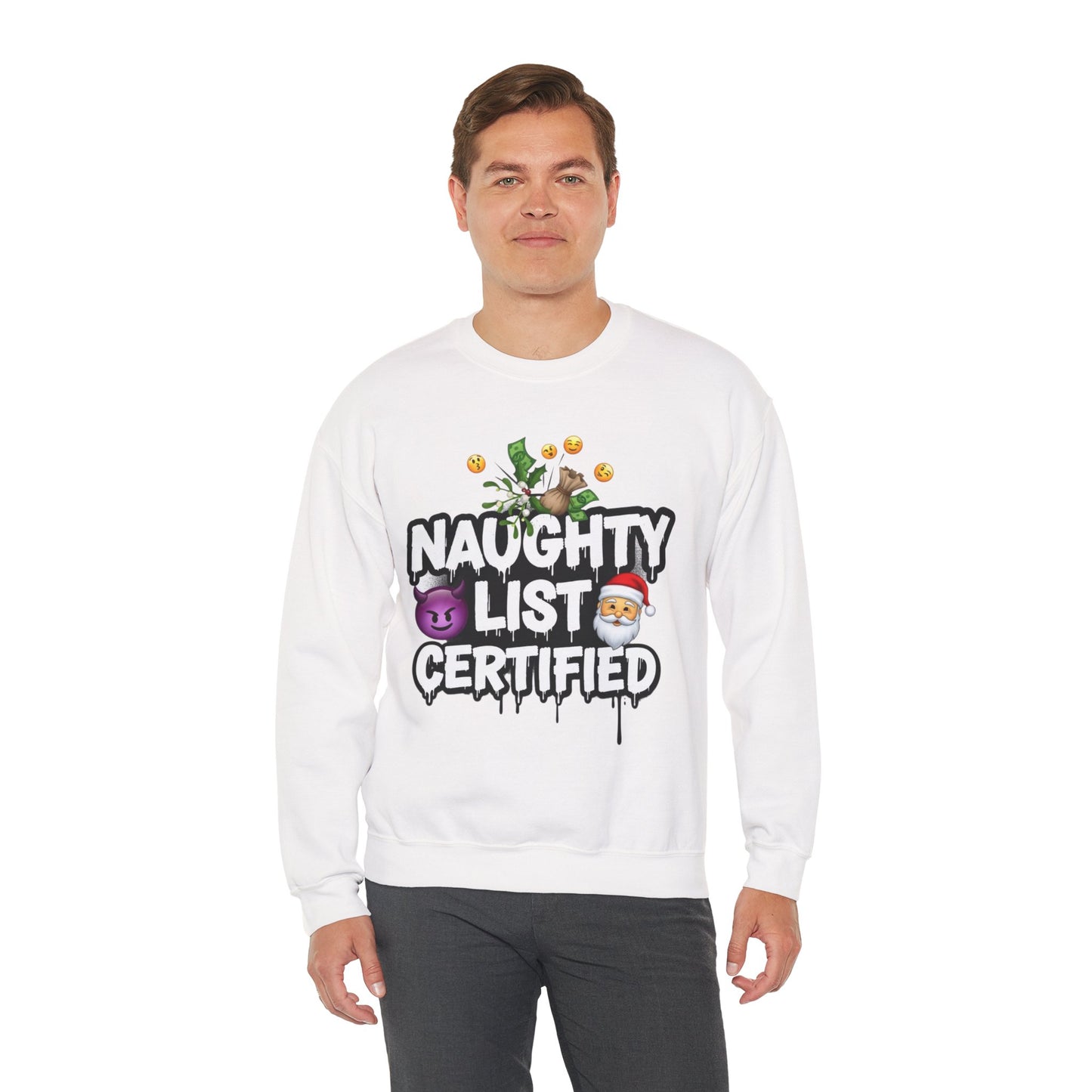 Naughty List Certified Sweatshirt - Funny Christmas Crewneck | Loom Noir
