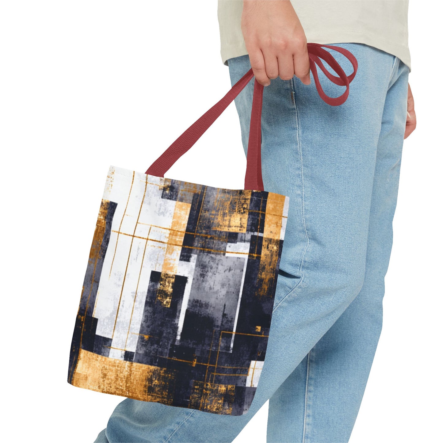 Modern Gold & Navy Tote Bag - Stylish Shopping Bag | Loom Noir