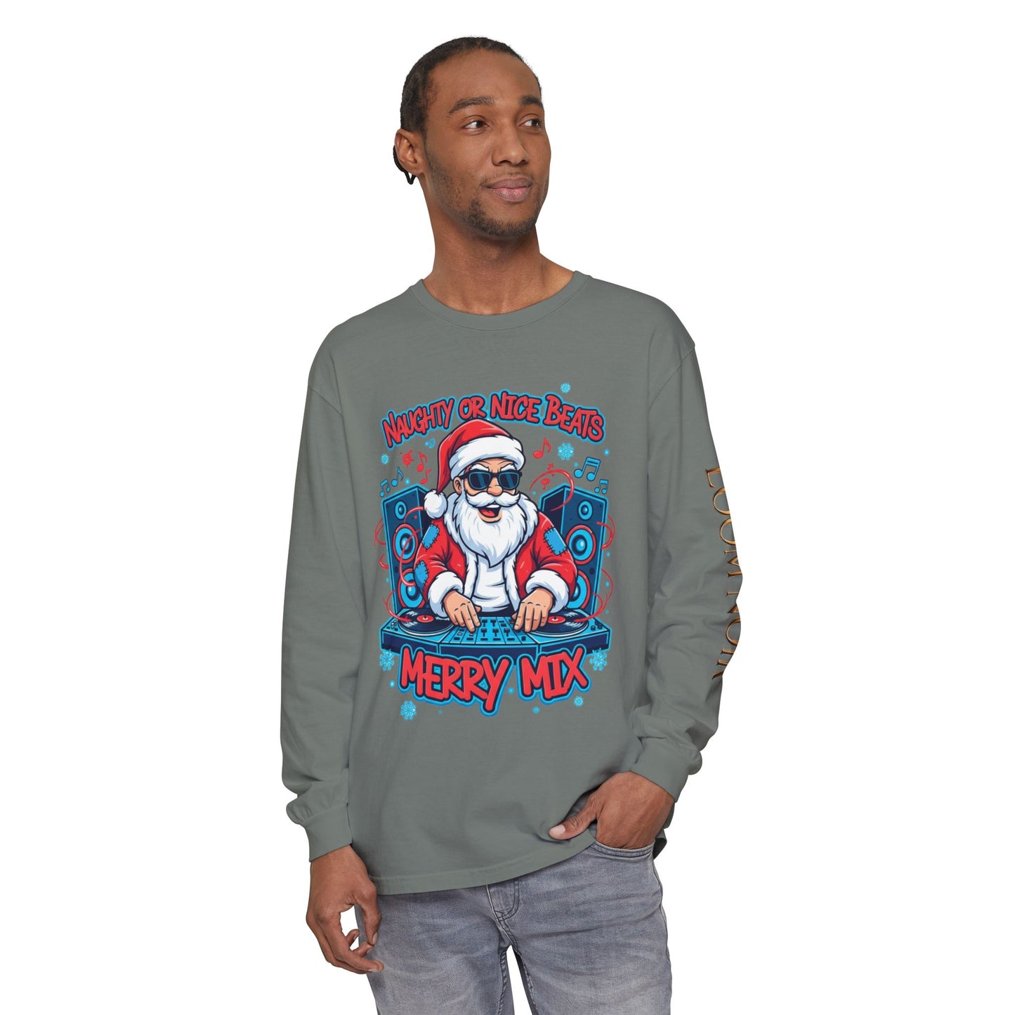 DJ Santa Long Sleeve Shirt | Naughty or Nice Beats Christmas Tee