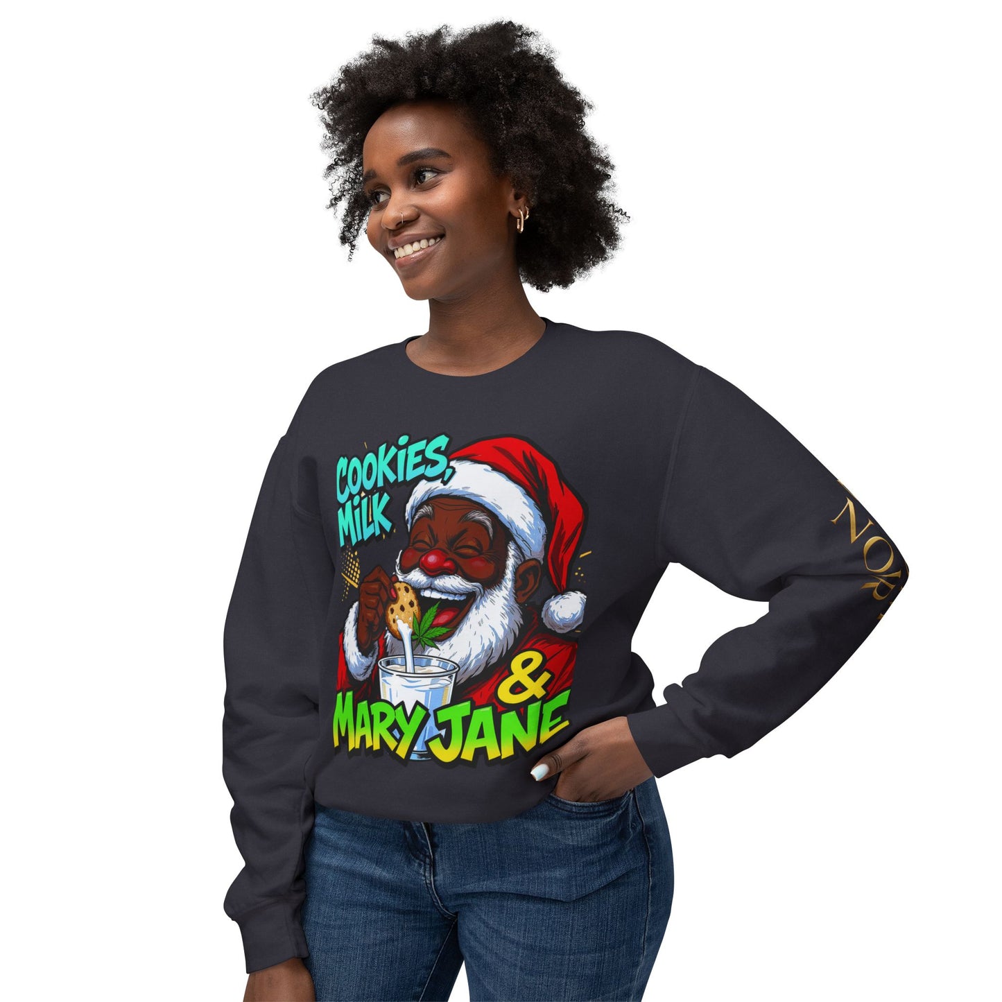 Cookies Milk & Mary Jane Sweatshirt - Funny Holiday Crewneck | Loom Noir