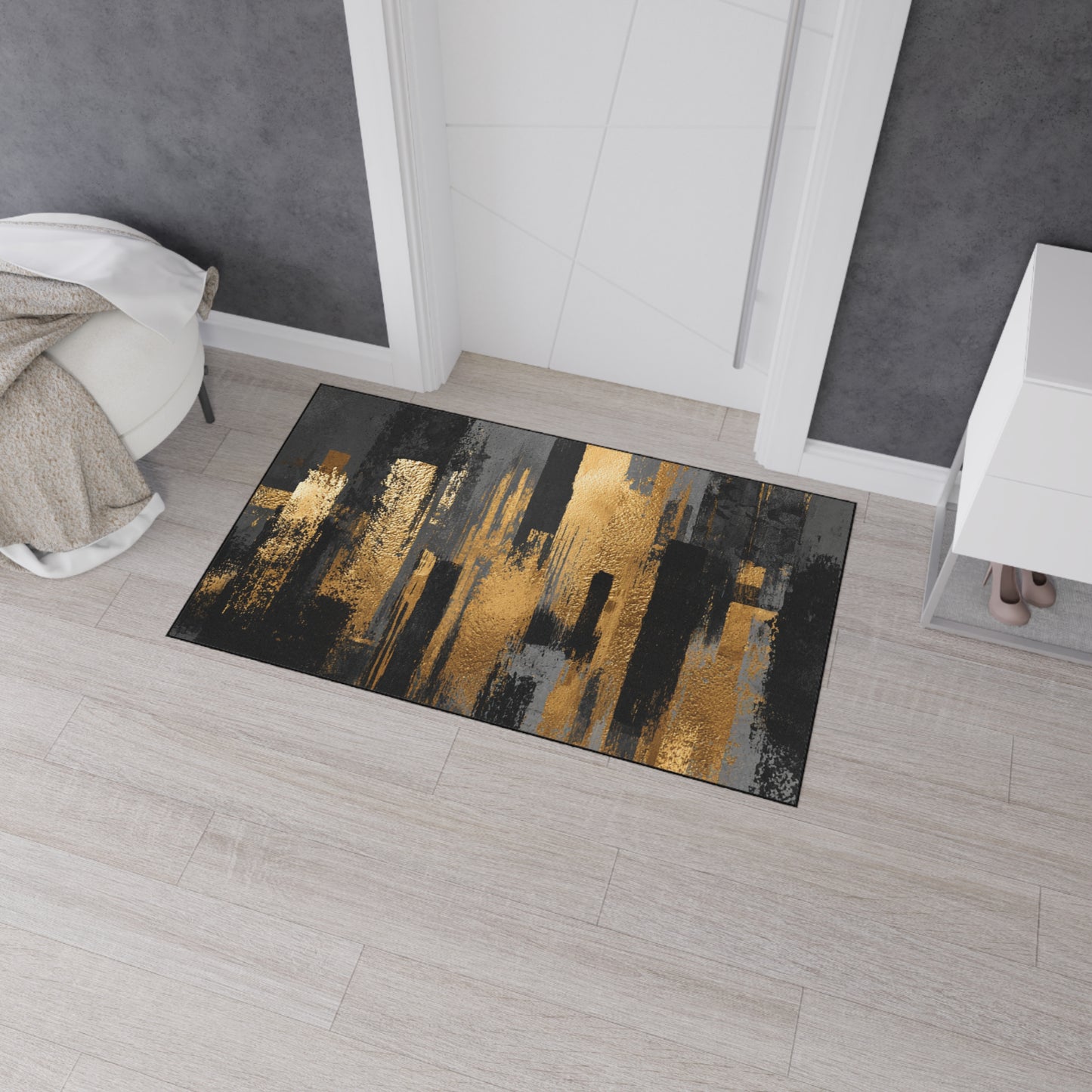 Abstract Industrial Heavy-Duty Floor Mat — Modern Geometric Entrance Rug | Loom Noir