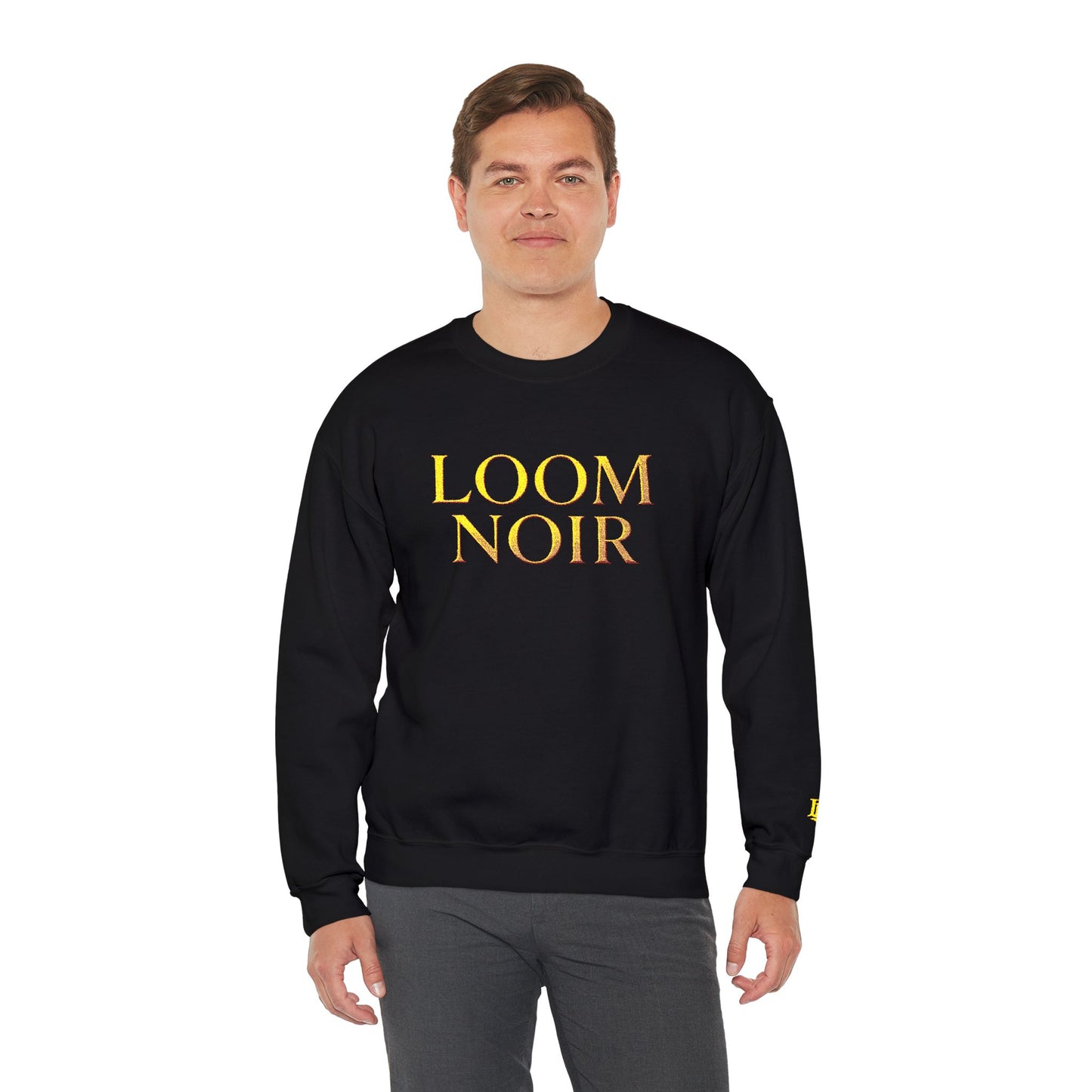 Gothic Gold Script Crewneck - Loom Noir Streetwear Sweatshirt