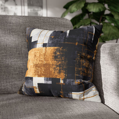 Abstract Gold & Charcoal Faux Suede Pillowcase — Luxury Accent Pillow | Loom Noir