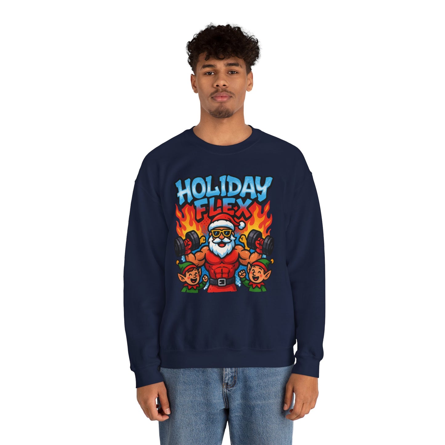 Holiday Flex Sweatshirt - Funny Christmas Fitness Crewneck | Loom Noir